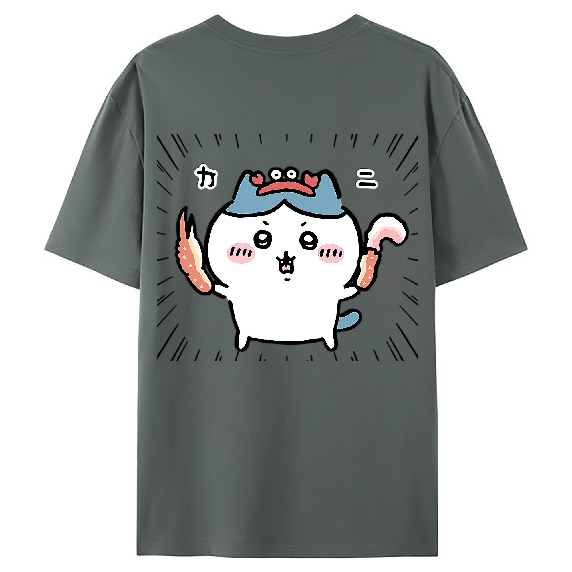 （画像用） ちいかわ ハチワレ Chii-kawa hachiware 綿100％ メンズ半袖Tシャツ（バックプリント） 通気性